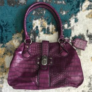 Jessica Simpson Purple Crocodile Tote